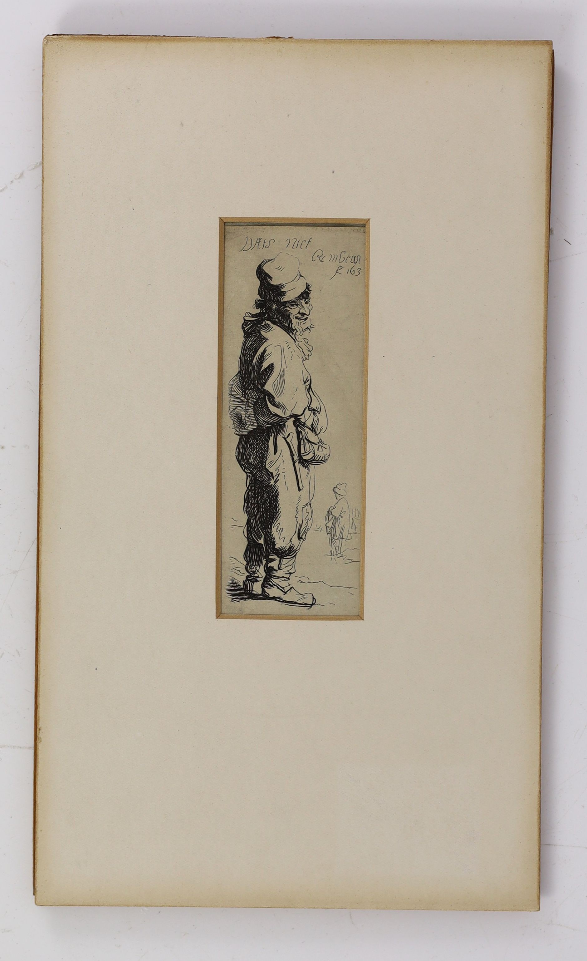 After Rembrandt Van Rijn (1606-1669), A Peasant Replying: 'Dats niet', etching, 11.25 x 4.25cm